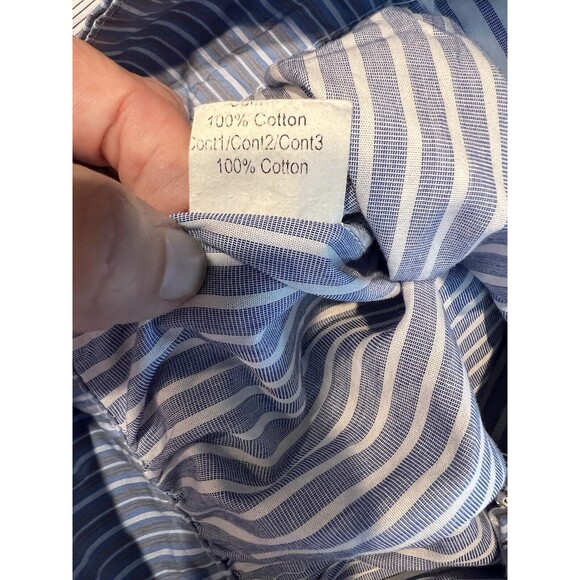 Bailey44 Women’s Size 4 Blue & White Stripe Cropped Faux Wrap Long Sleeve - Picture 10 of 11